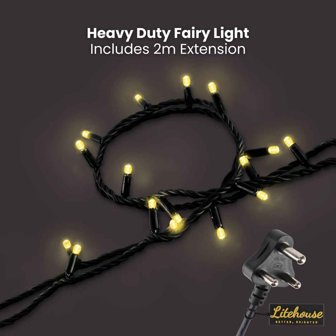 Outdoor Heavy Duty Fairy Lights 10m Warm White - Black String - Image 3