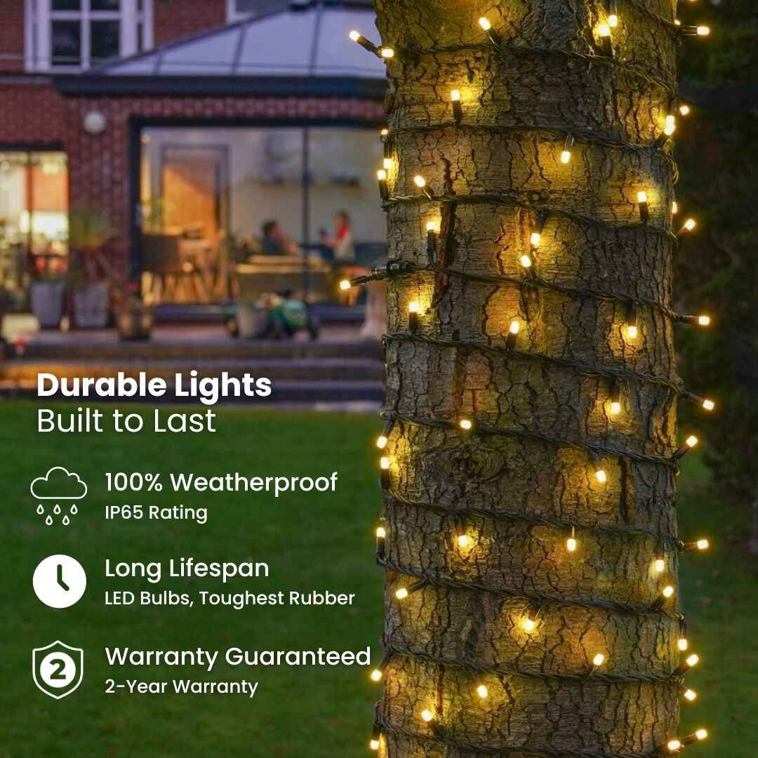 Outdoor Heavy Duty Fairy Lights 10m Warm White - Black String - Image 4