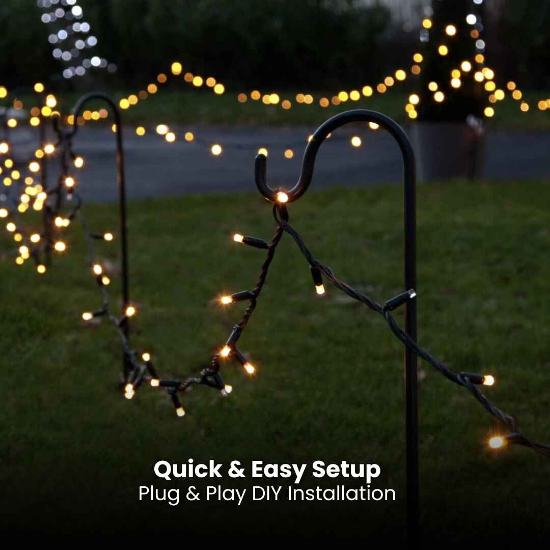 Outdoor Heavy Duty Fairy Lights 10m Warm White - Black String - Image 5