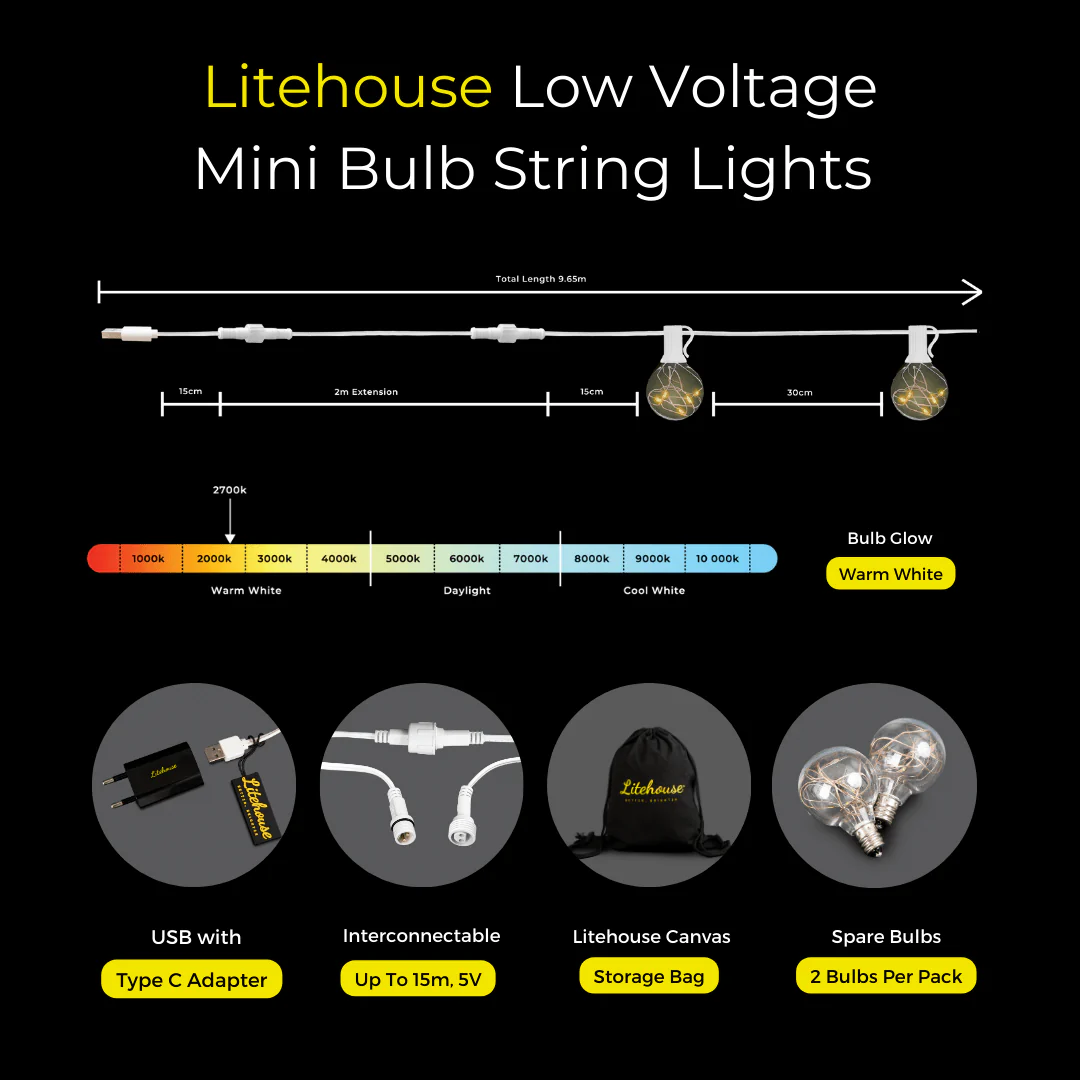 USB Mini Copper Wire Bulb String Light - Image 4