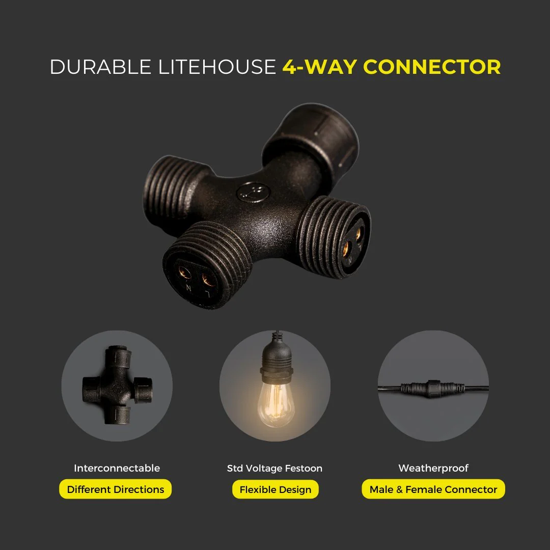 4-Way Connector for Plug-In Festoon Bulb String Lights - 220-240V - Image 9