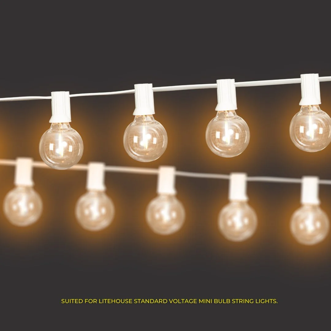 2m Extension Cord for Plug-In Mini Bulb String Lights - 220-240V, White - Image 4