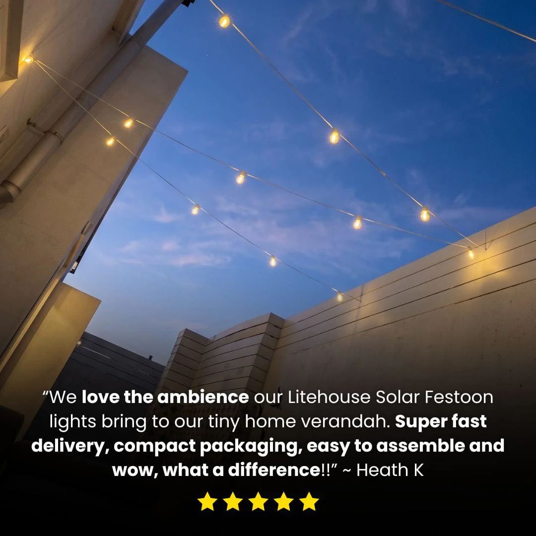 Solar Festoon Bulb String Lights - White - Image 11