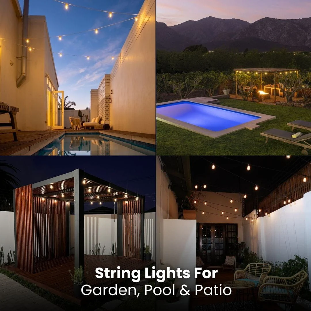 Solar Festoon Bulb String Lights - White - Image 4