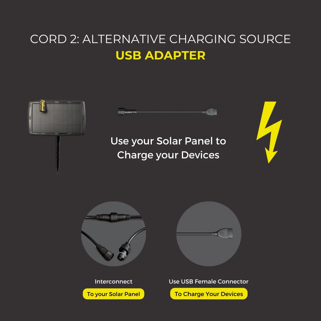 USB Adapter Accessory for Solar Festoon Bulb String Lights - 5V, Black - Image 4