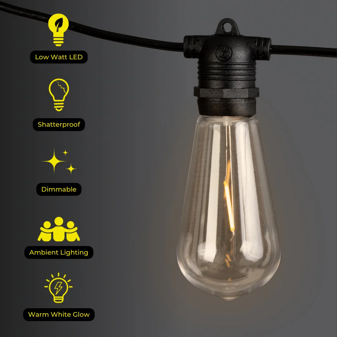 Solar Festoon Replacement Bulb - Vintage LED Bulb (ST64, E27, 5V) - Image 3