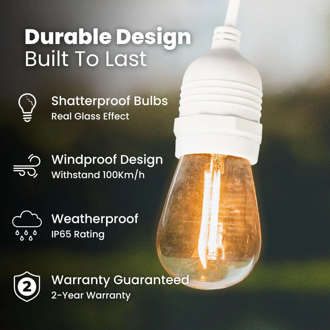 Plug-In Festoon Bulb String Lights - White - Image 3